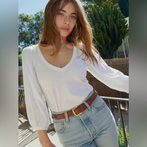 Nation LTD Francesca Linen Pima Cotton Blend Slub Jersey Blouse